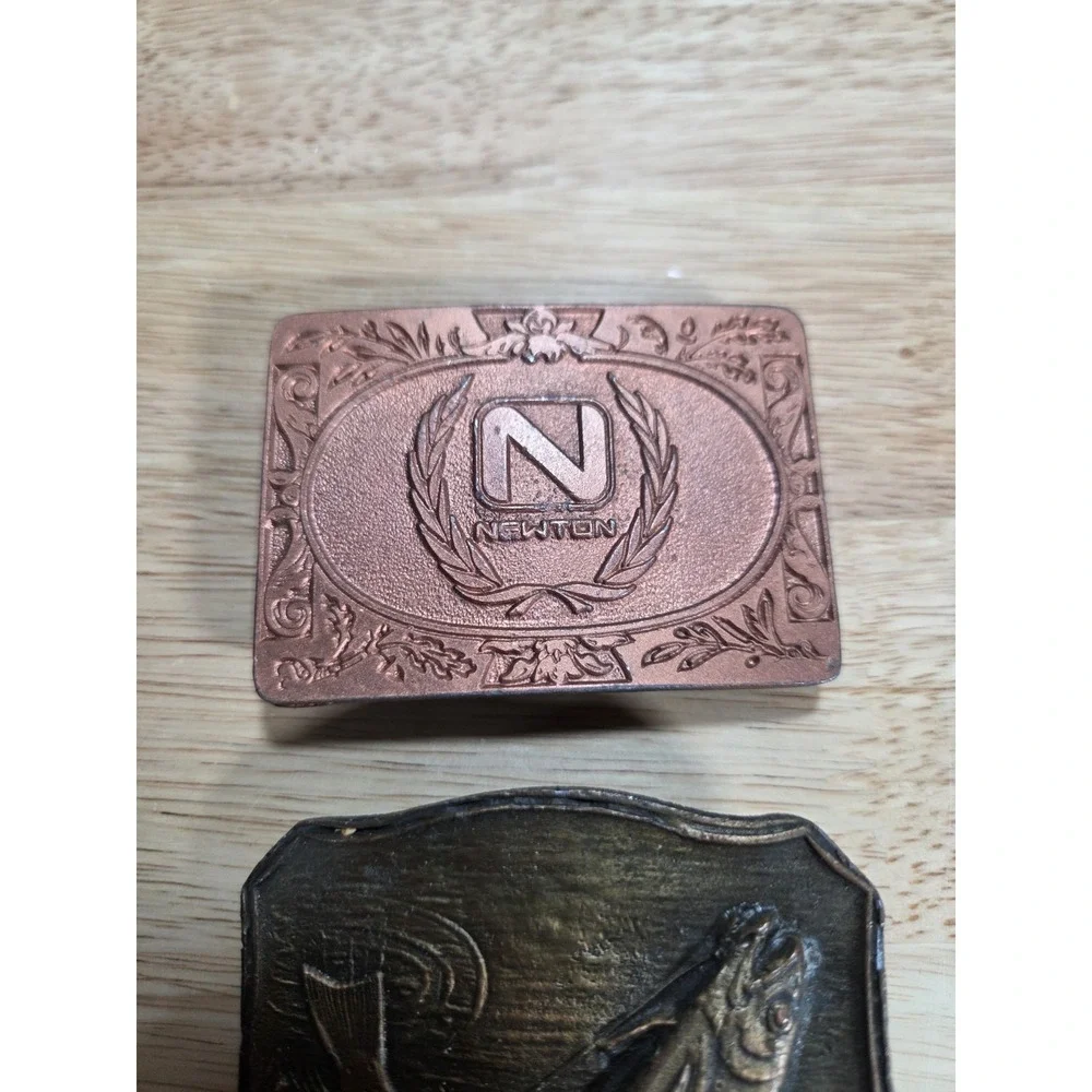 Vintage Belt Buckle Lot 3 Trout Fish Fishing Newton Mfg Solid Brass Mens